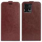 For Motorola Moto G72 R64 Texture Single Vertical Flip Leather Phone Case(Brown) - 1