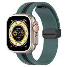 Magnetic Clasp Two-Color Silicone Watch Band For Apple Watch Ultra 49mm(Olive Green + Black) - 1