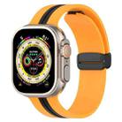 Magnetic Clasp Two-Color Silicone Watch Band For Apple Watch Ultra 49mm(Yellow+Black) - 1