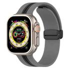 Magnetic Clasp Two-Color Silicone Watch Band For Apple Watch Ultra 49mm(Grey+Black) - 1