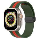 Magnetic Clasp Two-Color Silicone Watch Band For Apple Watch Ultra 49mm(Army Green + Red) - 1