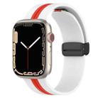 Magnetic Clasp Two-Color Silicone Watch Band For Apple Watch Series 8&7 45mm / SE 2&6&SE&5&4 44mm / 3&2&1 42mm(White+Red) - 1