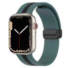 Magnetic Clasp Two-Color Silicone Watch Band For Apple Watch Series 8&7 45mm / SE 2&6&SE&5&4 44mm / 3&2&1 42mm(Olive Green + Black) - 1