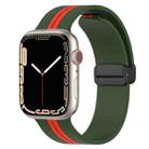 Magnetic Clasp Two-Color Silicone Watch Band For Apple Watch Series 8&7 45mm / SE 2&6&SE&5&4 44mm / 3&2&1 42mm(Army Green + Red) - 1