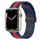 Magnetic Clasp Two-Color Silicone Watch Band For Apple Watch Series 8&7 45mm / SE 2&6&SE&5&4 44mm / 3&2&1 42mm(Midnight Blue +Red) - 1