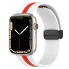 Magnetic Clasp Two-Color Silicone Watch Band For Apple Watch Series 9&8&7 41mm / SE 3&SE 2&6&SE&5&4 40mm / 3&2&1 38mm(White+Red) - 1