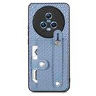 For Honor Magic5 Wristband Kickstand Card Wallet Back Cover Phone Case with Tool Knife(Blue) - 1