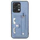 For Honor X7A Wristband Kickstand Card Wallet Back Cover Phone Case with Tool Knife(Blue) - 1