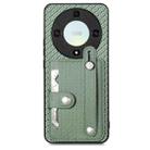 For Honor X9A Wristband Kickstand Card Wallet Back Cover Phone Case with Tool Knife(Green) - 1