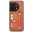 For OnePlus 11 Wristband Kickstand Card Wallet Back Cover Phone Case with Tool Knife(Brown) - 1