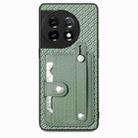 For OnePlus 11 Wristband Kickstand Card Wallet Back Cover Phone Case with Tool Knife(Green) - 1