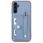 For Samsung Galaxy A34 5G Wristband Kickstand Card Wallet Back Cover Phone Case with Tool Knife(Blue) - 1