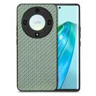 For Honor X9A Carbon Fiber Texture Leather Back Cover Phone Case(Green) - 1