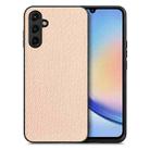For Samsung Galaxy A34 5G Carbon Fiber Texture Leather Back Cover Phone Case(Khaki) - 1