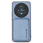 For Honor Magic5 Carbon Fiber Leather Card Magsafe Magnetic Phone Case(Blue) - 1