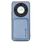 For Honor X9A Carbon Fiber Leather Card Magsafe Magnetic Phone Case(Blue) - 1