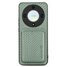 For Honor X9A Carbon Fiber Leather Card Magsafe Magnetic Phone Case(Green) - 1