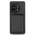 For OnePlus 11 Carbon Fiber Leather Card Magsafe Magnetic Phone Case(Black) - 1