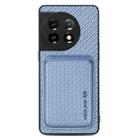 For OnePlus 11 Carbon Fiber Leather Card Magsafe Magnetic Phone Case(Blue) - 1