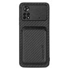 For Xiaomi Poco X4 Pro 5G Carbon Fiber Leather Card Magsafe Magnetic Phone Case(Black) - 1
