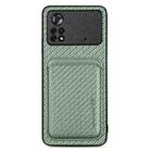 For Xiaomi Poco X4 Pro 5G Carbon Fiber Leather Card Magsafe Magnetic Phone Case(Green) - 1