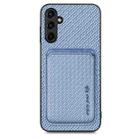 For Samsung Galaxy A34 5G Carbon Fiber Leather Card Magsafe Magnetic Phone Case(Blue) - 1