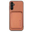 For Samsung Galaxy A34 5G Carbon Fiber Leather Card Magsafe Magnetic Phone Case(Brown) - 1