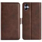 For Samsung Galaxy A04e Dual-side Magnetic Buckle Horizontal Flip Leather Phone Case(Brown) - 1