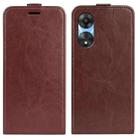 For OPPO A58 R64 Texture Single Vertical Flip Leather Phone Case(Brown) - 1