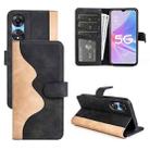 For OPPO A58 Stitching Horizontal Flip Leather Phone Case(Black) - 1