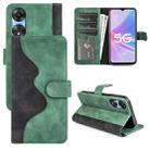 For OPPO A58 Stitching Horizontal Flip Leather Phone Case(Green) - 1