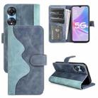 For OPPO A58 Stitching Horizontal Flip Leather Phone Case(Blue) - 1