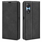 For OPPO A58 Retro-skin Magnetic Suction Leather Phone Case(Black) - 1