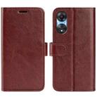 For OPPO A58 R64 Texture Horizontal Flip Leather Phone Case(Brown) - 1