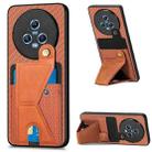 For Honor Magic5 Carbon Fiber Wallet Flip Card K-shaped Holder Phone Case(Brown) - 1