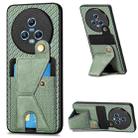 For Honor Magic5 Carbon Fiber Wallet Flip Card K-shaped Holder Phone Case(Green) - 1