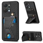 For Honor X7A Carbon Fiber Wallet Flip Card K-shaped Holder Phone Case(Black) - 1