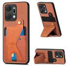 For Honor X7A Carbon Fiber Wallet Flip Card K-shaped Holder Phone Case(Brown) - 1