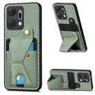 For Honor X7A Carbon Fiber Wallet Flip Card K-shaped Holder Phone Case(Green) - 1