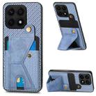 For Honor X8A Carbon Fiber Wallet Flip Card K-shaped Holder Phone Case(Blue) - 1