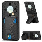 For Honor X9A Carbon Fiber Wallet Flip Card K-shaped Holder Phone Case(Black) - 1