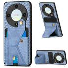 For Honor X9A Carbon Fiber Wallet Flip Card K-shaped Holder Phone Case(Blue) - 1