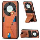 For Honor X9A Carbon Fiber Wallet Flip Card K-shaped Holder Phone Case(Brown) - 1