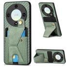 For Honor X9A Carbon Fiber Wallet Flip Card K-shaped Holder Phone Case(Green) - 1