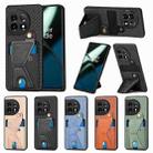 For OnePlus 11 Carbon Fiber Wallet Flip Card K-shaped Holder Phone Case(Green) - 5