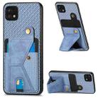 For Samsung Galaxy A22 5G Carbon Fiber Wallet Flip Card K-shaped Holder Phone Case(Blue) - 1