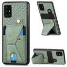 For Samsung Galaxy A51 5G Carbon Fiber Wallet Flip Card K-shaped Holder Phone Case(Green) - 1