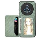 For Honor Magic5 Carbon Fiber Magnetic Card Wallet Bag Phone Case(Green) - 1