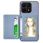 For Honor X8A Carbon Fiber Magnetic Card Wallet Bag Phone Case(Blue) - 1
