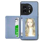 For OnePlus 11 5G Carbon Fiber Magnetic Card Wallet Bag Phone Case(Blue) - 1